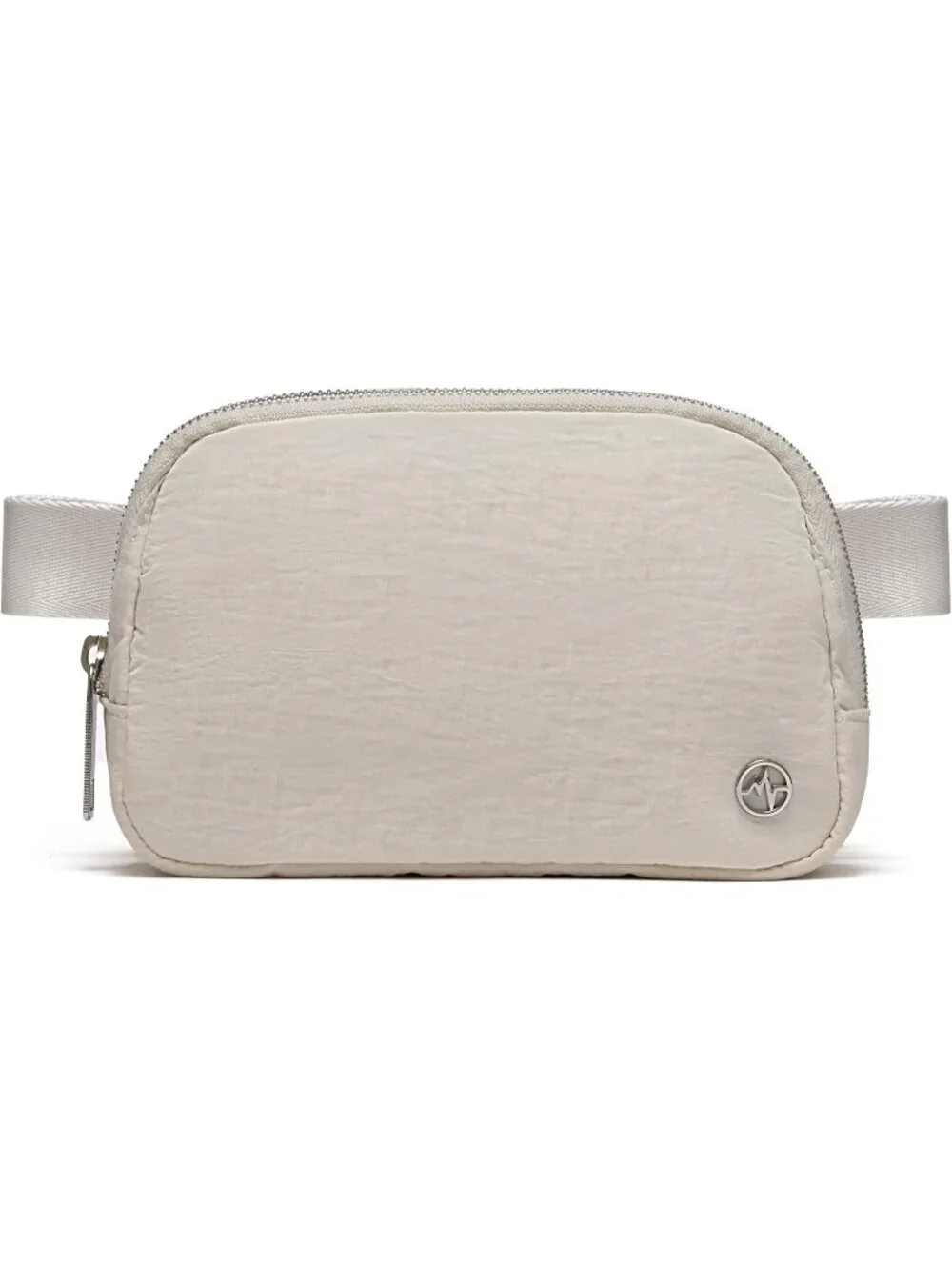Men's White Opal Crossbody Belt Bag Wide Zipper Adjustable Strap 3-Pockets